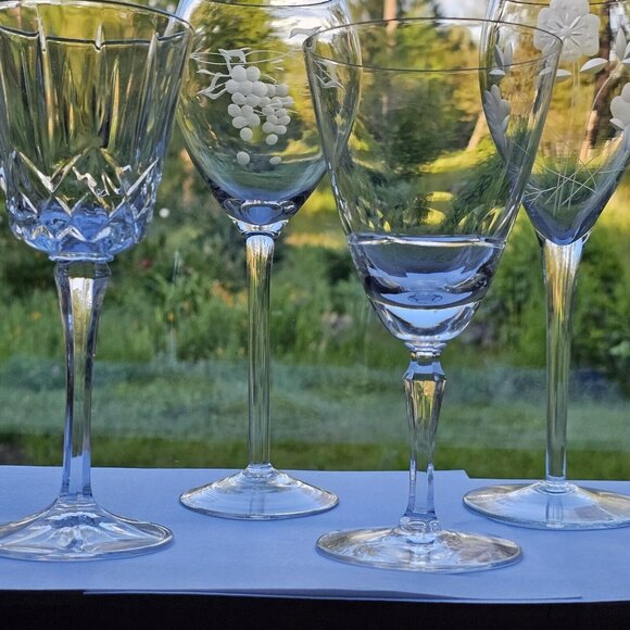 Mismatched Wine Glassware Collection set/4 vintage cut mixed cocktail glasses - Picture 9 of 9